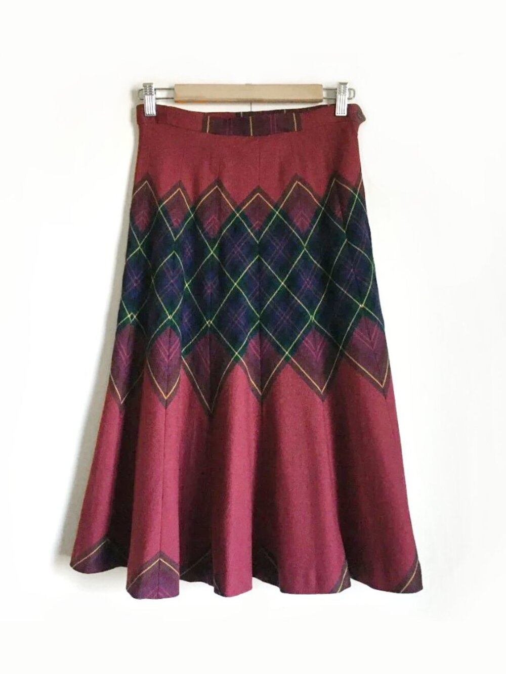 Vtg Highland Queen Maison Mendessolle Pure Wool Diamond Plaid Skirt 10 M Canada